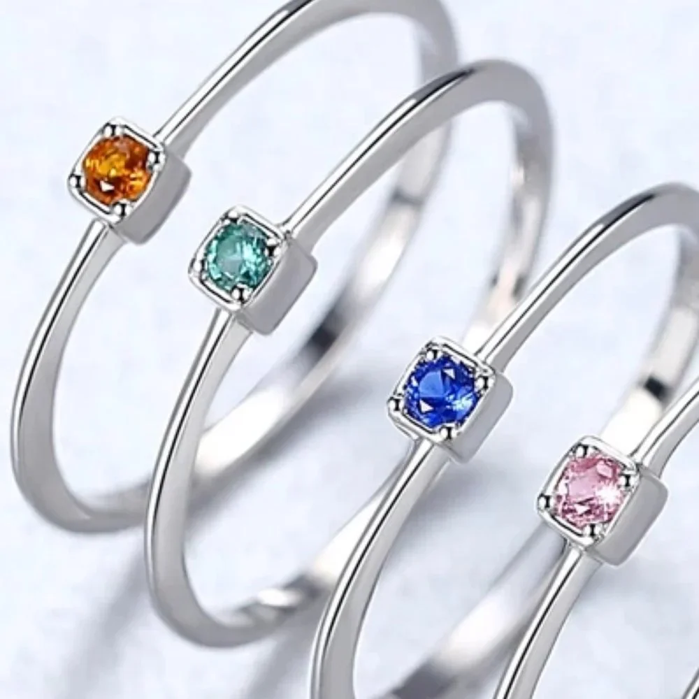 925 Silver Aqua Green Thin Ring Size 6 NWT